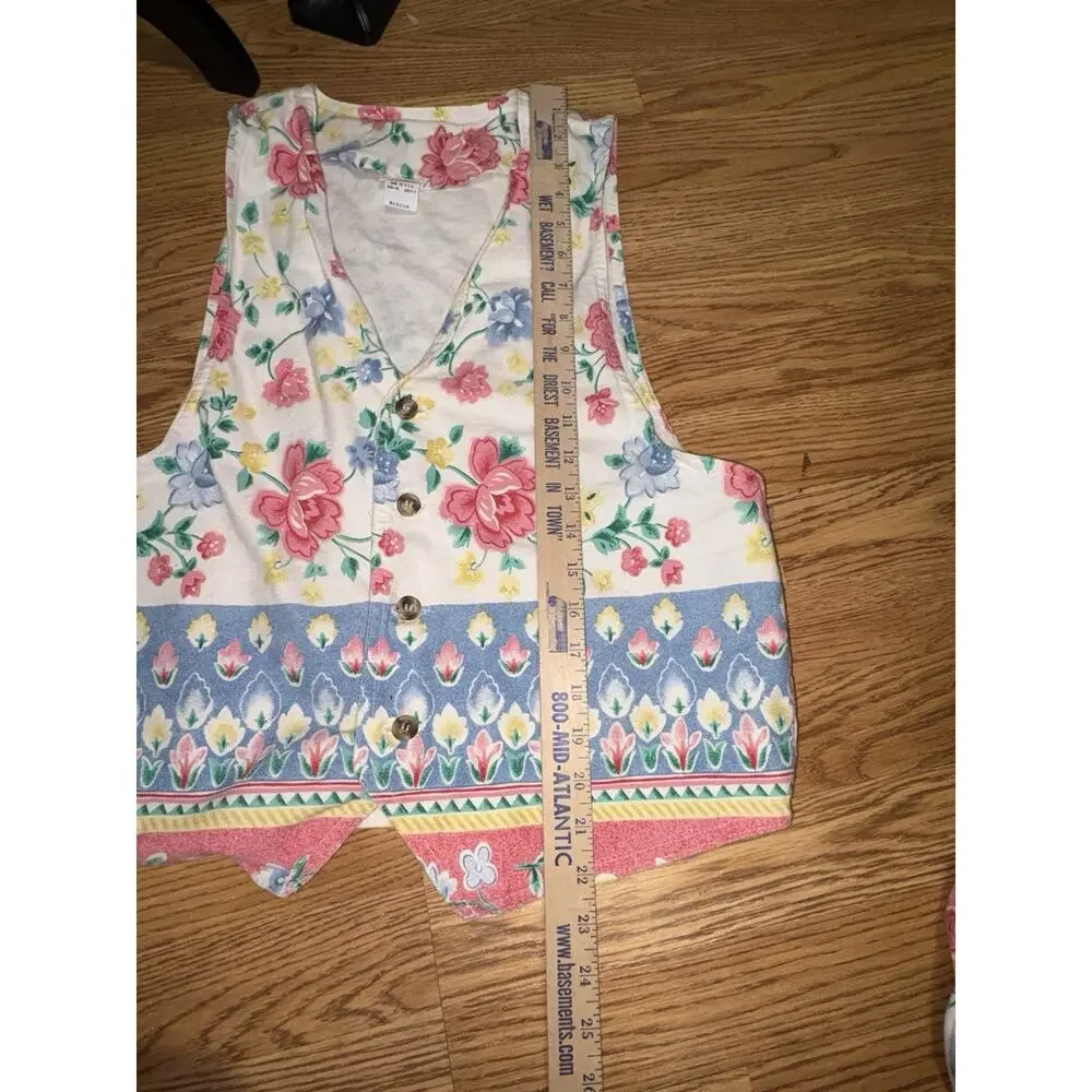 Vintage NWOT Vivaldi Jeanswear Floral Vest Skirt Set USA Made 90s Cottagecore